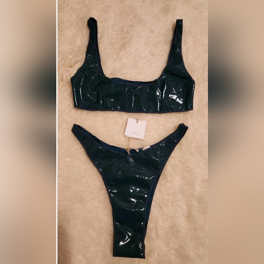 OSEREE Latex Sporty Set Peacock S NWT